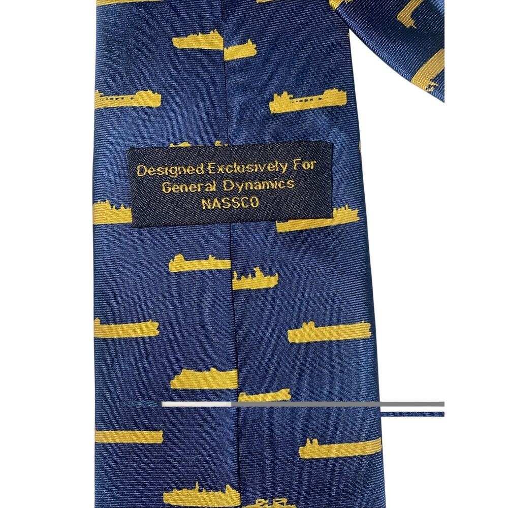 General Dynamics Ship Tie Navy Blue 100% Silk Necktie by Nassco 60”x3.25” - Picture 6 of 6